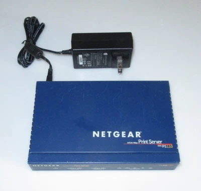 Netgear PS110 10/100 Mbps 2-Port Print Server & AC Adapter - Image 1 of 4