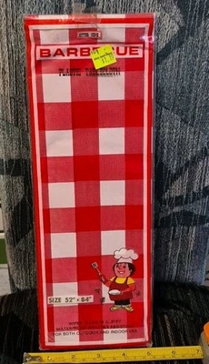 Better Home Barbecue Plastic Tablecloth Red Checker Plaid Gingham 52x84 In - Image 1 of 4