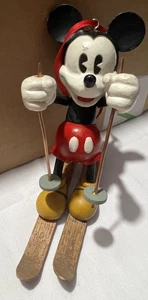 Vintage Mickey Mouse Santa Christmas Ornament Skiing Wood Skiis *issue* HB-8064 - Picture 1 of 17