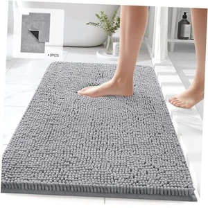 Chenille Bathroom Rugs Sets 2 Piece, Thick Plush Bath Rugs Non Slip Washable, - Picture 1 of 7