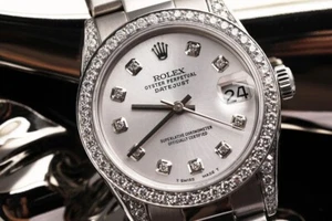 36 mm Rolex Datejust Silver Dial Stainless Steel Diamond Watch Oyster Band - Picture 1 of 9