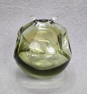 Vintage James Jim Wayne Organic Freeform Blown Art Glass Orb / Vase / Sculpture - Picture 1 of 24