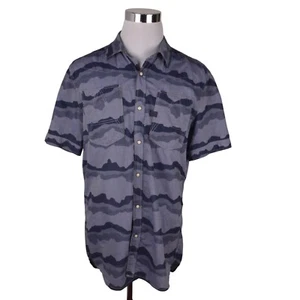 G-Star Raw Shirt XXL Navy Blue Camo Snap Buttons 100% Cotton - Picture 1 of 8