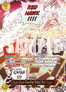 One Piece A Fist of Divine Speed Gum-Gum Fire-Fist Pistol Red Hawk OP11-114 NM - Picture 1 of 1