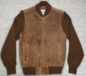 Niki Herren Vintage durchgehender Reißverschluss braun halb Wildleder Pullover Jacke Größe Small - Bild 1 von 13
