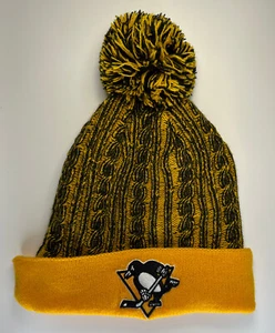 Fanatics NHL Pittsburgh Penguins Team Logo Manschetten Bommel Strick Wintermütze, Neu - Bild 1 von 3