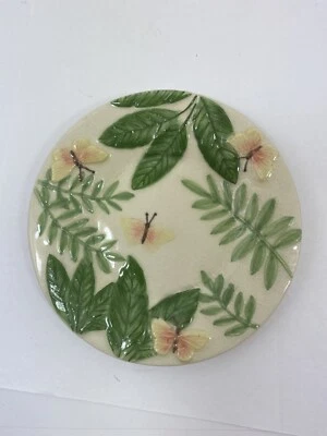 Yankee Candle Island Butterfly Retired Small Jar Plate  Only 4.5” Diameter - Image 1 of 3