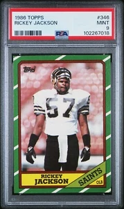 1986 TOPPS #346 RICKEY JACKSON PSA 9 MINT POP 42 ONLY 14 HIGHER HOF SAINTS - Picture 1 of 2