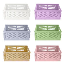 Foldable Rectangular Storage Basket Handles Storage Box Bin Plastic Organizer