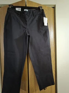 Crown And Ivy Womens Size 4 Charlotte Crop Pants Black NWT Preppy Granola Girl - Picture 1 of 4