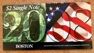 Two  (2) 2008 $2 Single Note BOSTON Consecutive #s - Image 1 of 2