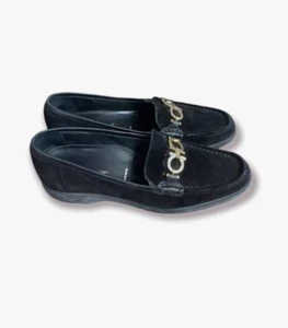 Salvatore Ferragamo Women's Black Calf Suede Diletta Loafers | Size 8 B - Picture 1 of 4