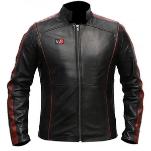 MASS EFFECT 3 - N7 COMMANDER SHEPARD STYLISH 100% Real LEATHER JACKET - Picture 1 of 3