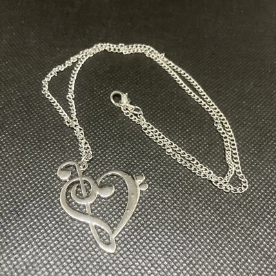 Collar CORAZÓN CLAVE MÚSICA - Claves agudas bajas cadena ajustable músico #637 Foto 1 de 2