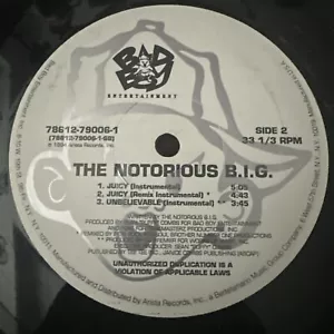 The Notorious BIG Juicy / Unbelievable Vinyl Single 12inch NEAR MINT Bad Boy - Picture 1 of 10