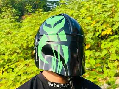 Capacete de aço verde preto The Mandalorian Star War Boba Fett capacete cosplay adereço - Imagem 1 de 4