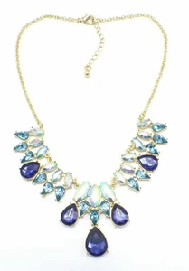Gorgeous New Gold Iridescent Blue Stone Statement Necklace #N2600 - Picture 1 of 2