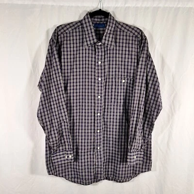 Camisa de vestir Towncraft para hombre grande púrpura a cuadros con botones manga larga mezcla de algodón Foto 1 de 4
