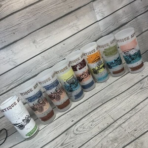SET 8 BICCHIERI VINTAGE ANTICHI PER AUTO GLASSATI - Foto 1 di 6