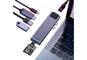 Baseus MacBook Pro Thunderbolt C+Pro 7-in-1 Smart HUB Dockingstation Grau - Bild 1 von 4