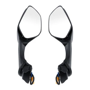 Black Rear View Mirrors Turn Signals For Kawasaki Ninja ZX10R ZX-10R 2016-2020 - Picture 1 of 8