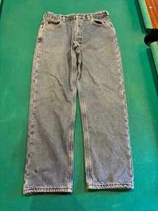 Men's Carhartt B155 DST Fleece Lined Denim Blue Jeans Size 35x32 - Picture 1 of 12