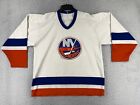 Maillot de hockey des Islanders de New York adulte moyen blanc bleu orange CCM cousu