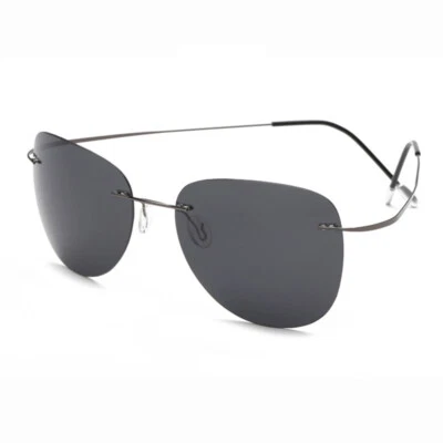 Polarize Sunglasses Titanium Silhouette Light Brand Designer Rimless Men Eyewear - Image 1 of 4