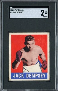 1948 Leaf Knock-Out Bubble Gum Boxing #1 JACK DEMPSEY (SGC 2 Buono) - Foto 1 di 2