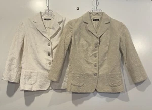 Tahari Lot of 2 Womens Embroidered Cotton Blazers Jackets Career Size S/P (SU) - Picture 1 of 11