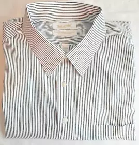 Roundtree & Yorke Gold Label Men's Black/White Striped Dress Shirt 100% Cotton - Picture 1 of 7