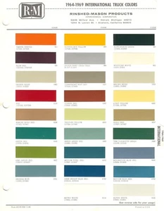 1964 1965 1966 1967 1968 1969 INTERNATIONAL TRUCK PAINT CHIPS SHEET (R-M) - Imagen 1 de 1