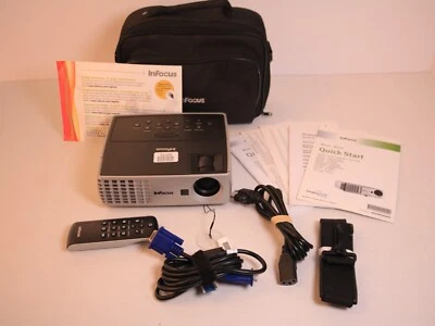 InFocus IN1100 DLP Projector with Carrying Case, Cables, Remote, Instr. Tested.! - Image 1 of 4