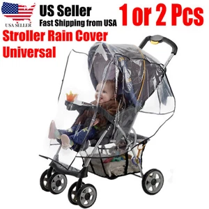 Stroller Rain Cover, Universal Size, Ventilation Waterproof Shield, Clear Vinyl - Picture 1 of 8