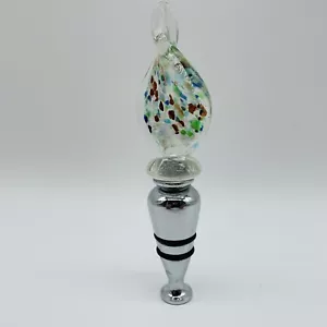 Hermoso tapón de botella de vidrio soplado con decoración superior desmontable - Imagen 1 de 5