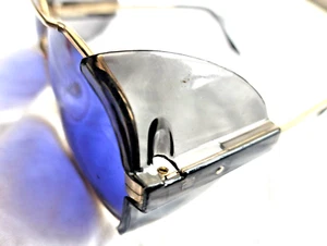 VTG  90'S STEAMPUNK SUNGLASSES MATSUDA GAULTIER COBALT LENS PLASTIC SIDE SHIELDS - Picture 1 of 8
