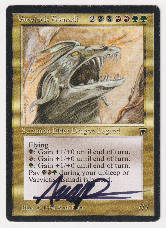 Signed Vaevictis Asmadi MP Legends English Artist Andi Rusu 1994 MTG Magic Rare! - Image 1 of 2