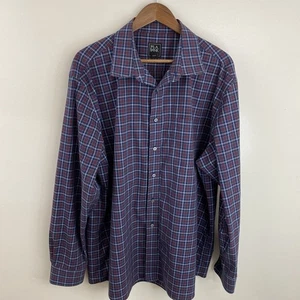Jos. A Bank Traveler Shirt Mens 2XL XXL Blue & Red Plaid Long Sleeve Button - Picture 1 of 13