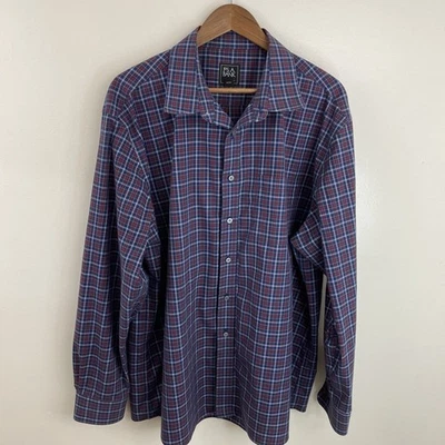 Jos. A Bank Traveler Shirt Mens 2XL XXL Blue & Red Plaid Long Sleeve Button - Image 1 of 4