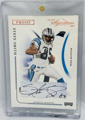 2004 Playoff Prime Signatures Steve Smith SR Proof Auto /150 CAR Panthers Ravens - Image 1 of 4