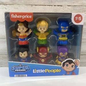 FISHER-PRICE LITTLE PEOPLE DC SUPER FRIENDS 6 PACK BAT-MAN SUPER-MAN NEW - Picture 1 of 7