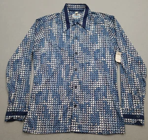 NEU Vintage JC Penney Hemd Herren mittelblau Knopfleiste Disco California USA 70er - Bild 1 von 13