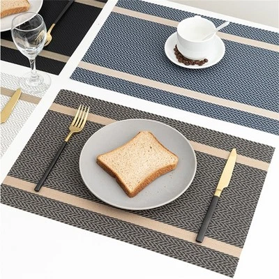 Dinner Table Mat Set of 6 PVC Placemats Washable Heat Resistant 45x30cm - Image 1 of 4