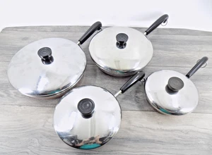 Sartenes inferiores de cobre Revere Ware con tapas, 6 pulgadas, 7 pulgadas, 9 pulgadas, 10 pulgadas - Imagen 1 de 18