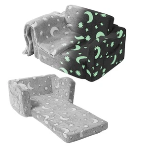 Fold-out Kids Sofa Glow-in-the-Dark Kids Couch Children Convertible Sofa - Picture 1 of 12