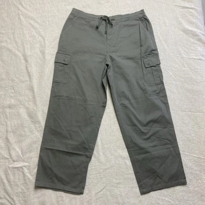 Route 66 Relaxed Wide Leg Cargo Pants Womens XL Gray- Green 100% Cotton Twill - Image 1 of 4
