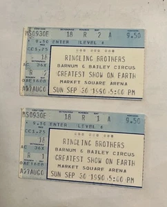 s...2 Ringling Bros. & Barnum & Bailey Circus Boleto Stub Market Sq. Arena 9/30/90 - Imagen 1 de 2