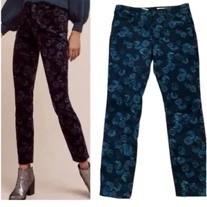 Pilcro and the Letterpress Script Velvet Ankle Jeans Damen 25 Navy Blau Floral - Bild 1 von 7