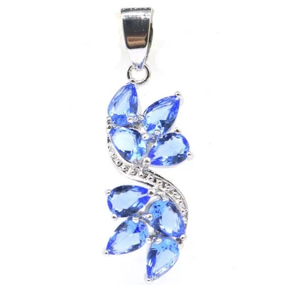 Buy 2 Get 1 Free Pretty 2.2 克紫色坦桑石白色 CZ 女士银色吊坠 — 第 1/3 张图片