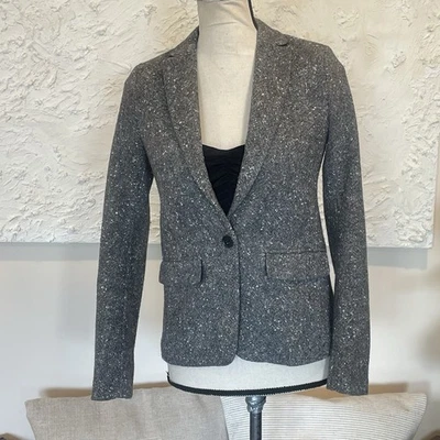 Blazer para mujer Abercrombie & Fitch tweed lana un botón gris moteado talla 0 Foto 1 de 4